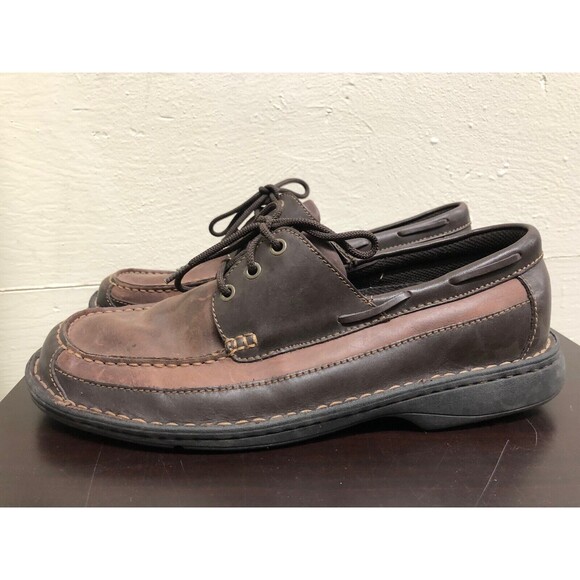 NUNN BUSH SZ BROWN GENUINE LEATHER LACE UP  MEN BOAT SHOES SIZE US 12M